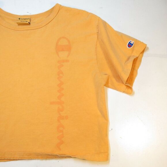 CHAMPION RETRO CROPPED ATHLETIC TEE T SHIRT Womens M Orange - Picture 2 of 3